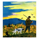 "Duck Hunter and Dog,"October 1, 1929 Giclee Print by Paul Bransom