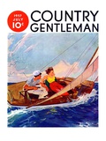 "Couple Sailing," Country Gentleman Cover, July 1, 1937 Giclee Print by R.J. Cavaliere