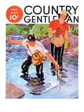 "Netting a Fish," Country Gentleman Cover, May 1, 1937 Giclee Print by R.J. Cavaliere