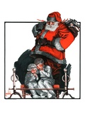 "Santa Overhears,"December 22, 1923 Giclee Print by F. Lowenheim