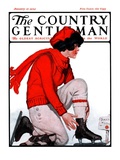 "Lacing Her Skates," Country Gentleman Cover, January 10, 1925 Giclee Print by Remington Schuyler