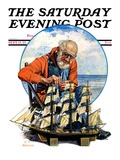 "Model Three Masted Ship," Saturday Evening Post Cover, September 17, 1927 Giclee Print by J.F. Kernan