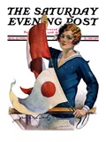 "Woman and Signal Flags," Saturday Evening Post Cover, August 21, 1926 Giclee Print by Charles A. MacLellan