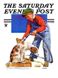 "Dog Bath," Saturday Evening Post Cover, January 13, 1934 Giclee Print by J.F. Kernan