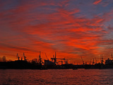 Harbour Silhouette in Hamburg Photographic Print
