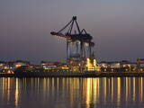 Container Ships at the Container Terminal Altenwerder Fotografie-Druck