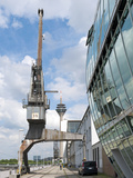 Old Harbor Crane in the Düsseldorf Media Harbor Photographic Print by Frank Roeder