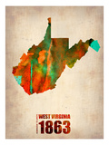 West Virginia Watercolor Map Prints by  NaxArt