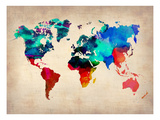 World Watercolor Map 1 Posters by  NaxArt