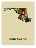 Maryland Color Splatter Map Affiches par  NaxArt