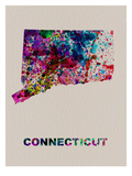 Connecticut Color Splatter Map Affiches par  NaxArt