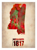 Mississippi Watercolor Map Prints by  NaxArt