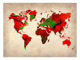 World Watercolor Map 4 Prints by  NaxArt