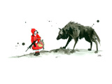 Red Riding Hood Gicléedruk van Lora Zombie Red Riding Hood Gicléedruk van Lora Zombie