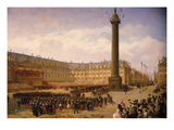 French Army Marching Through Place Vendôme, Paris, France, Upon their Return from Italy Giclee Print by Louis Eugene Ginain