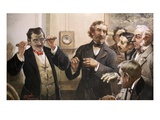 The First Telephone, Painted 1908 Giclee Print by Riccardo Pellegrini