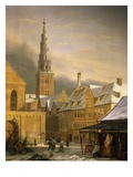 Winter in Copenhagen, Denmark, 1860, Showing the Dronningensgade Giclee Print by Niels-anders Bredal