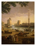 Port of La Rochelle, France, 1762 (After Vernet) (Detail) Giclee Print by Edouard Pinel