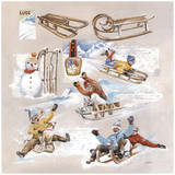 Luges Et Bonhommes de Neige Prints by Lizie Unknown