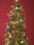 Christmas Tree with Coloured Baubles and Fairy Lights Photographic Print