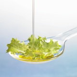 Oil Running onto Lettuce Leaf on Spoon Photographic Print by Brigitte Wegner