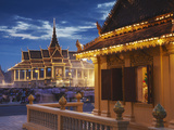 Crowds Mourning the Late King Sihanouk Outside Chan Chaya Pavilion of Royal Palace at Dusk, Phnom P Photographic Print by Ian Trower