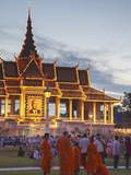 Crowds Outside Royal Palace at Dusk, Phnom Penh, Cambodia Photographic Print by Ian Trower