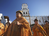 Women Dancing in Festival in Plaza 25 De Mayo, Sucre (UNESCO World Heritage Site), Bolivia Photographic Print by Ian Trower