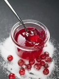 Jar of Redcurrant Jelly with Spoon, Sugar and Redcurrants Photographic Print