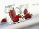 Fresh Strawberries and Preserving Jars Photographic Print by Jo Kirchherr