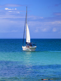 Dominican Republic, Eastern Peninsula De Samana, Samana, Sailboat Off Cayo Levantado Know as Bacard Photographic Print by Jane Sweeney