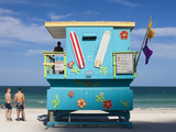 USA, Miami Beach, South Beach, Lifeguard Hut on Miami Beach Photographic Print by Walter Bibikow