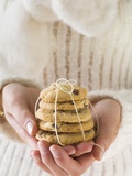 Hands Holding Cranberry Cookies (Christmassy) Photographic Print