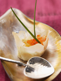 Filled Won Tons with Trout Caviare and Fried Quail's Egg Photographic Print