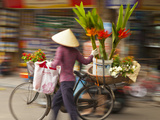Flower Seller in the Old Quarter, Hanoi, Vietnam Photographic Print by Jon Arnold