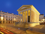 France, Provence, Nimes, Maison Caree at Night Photographic Print by Shaun Egan
