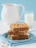 Three Slices of Peanut Cake Tray Bake on a Plate Photographic Print by Nadja Walger