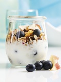 Yoghurt with Muesli, Blueberries, Apple and Dried Fruit Photographic Print by Dieter Heinemann