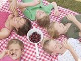 Children Eating Cherries Photographic Print