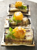 Crackers with Grilled Aubergines and Cherry Tomatoes Photographic Print