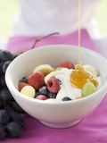 Honey Running onto Fruit Muesli with Yoghurt Photographic Print