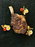 Beef Steak with Baked Potato Pasta, Kenya Beans Wrapped in Bacon and Potato Straw Photographic Print by Herbert Lehmann