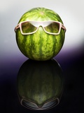 A Watermelon Wearing Sunglasses Photographic Print by Arne Morgenstern