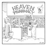 Heaven Pharmacy features angels loading up on medications. - New Yorker Cartoon Premium Giclee Print by Harry Bliss