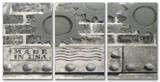 Grey Industrial USA Triptych Art Wood Sign