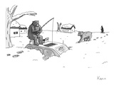 Bears above the snowstorm fish for humans trapped in a car. - New Yorker Cartoon Premium Giclee Print by Zachary Kanin