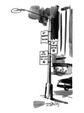 Street lamp in city has three signs on it:  No Standing, 7 a.m.-6 p.m.; No… - New Yorker Cartoon Premium Giclee Print by Donald Reilly