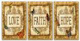 Love Faith Hope Tapestry Triptych Art Wood Sign