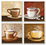 Espresso, Coffee, Latte, Cappuccino Set Wood Sign