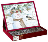 Chickadee Snowman 500 Piece Jigsaw Puzzle Jigsaw Puzzle